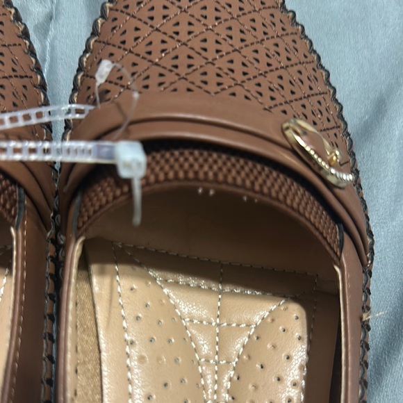 Brown Loafers with Perforated Design and Decorative Strap - Picture 10 of 13